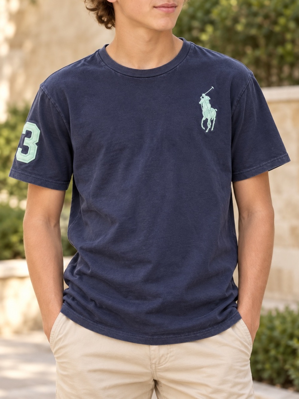 Polo Ralph Lauren Boys XL 18-20 Navy Big Pony #3 Cotton T Shirt